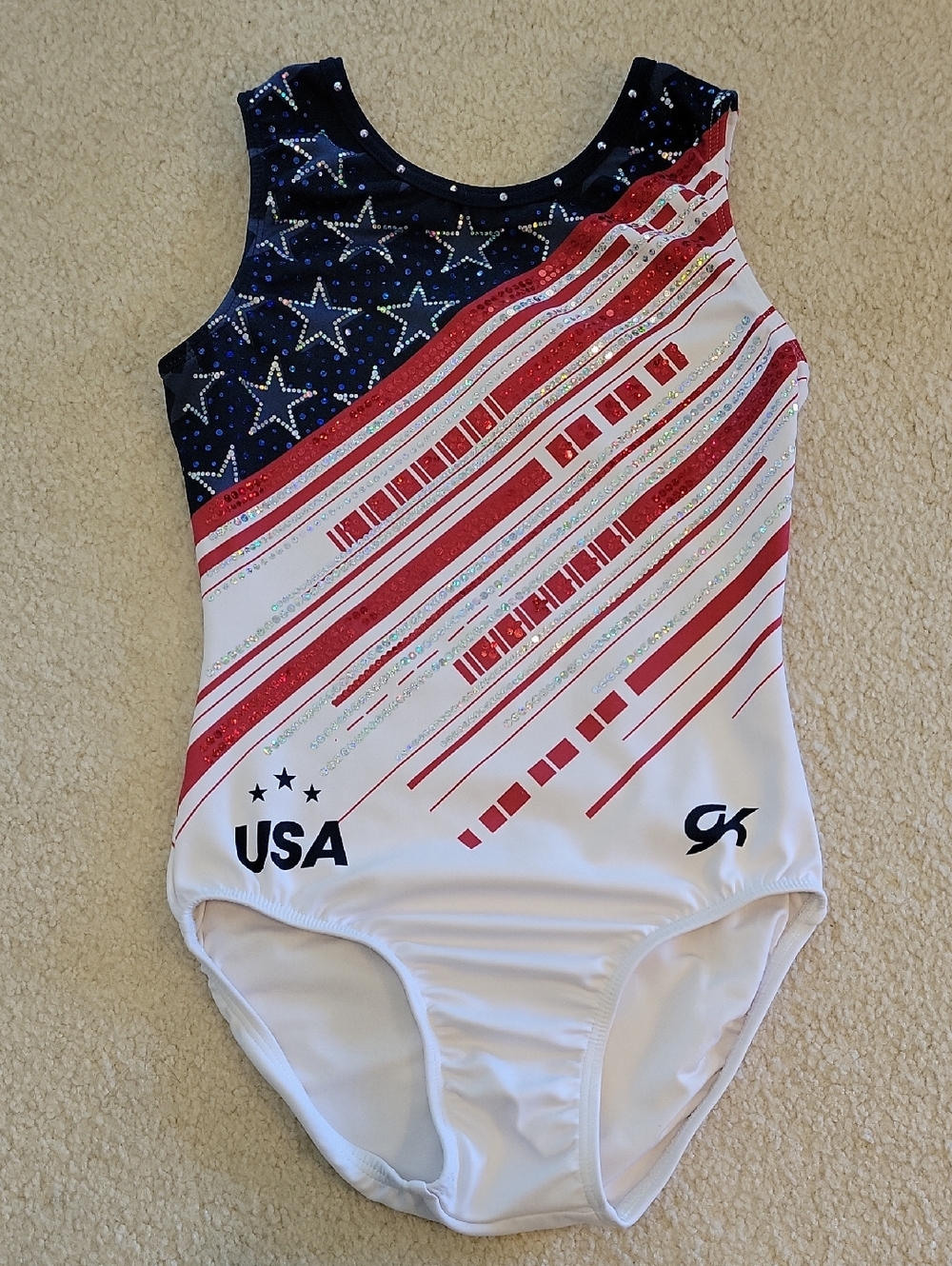 GK Elite USA One-Piece Leotard - Red, White, Blue AS